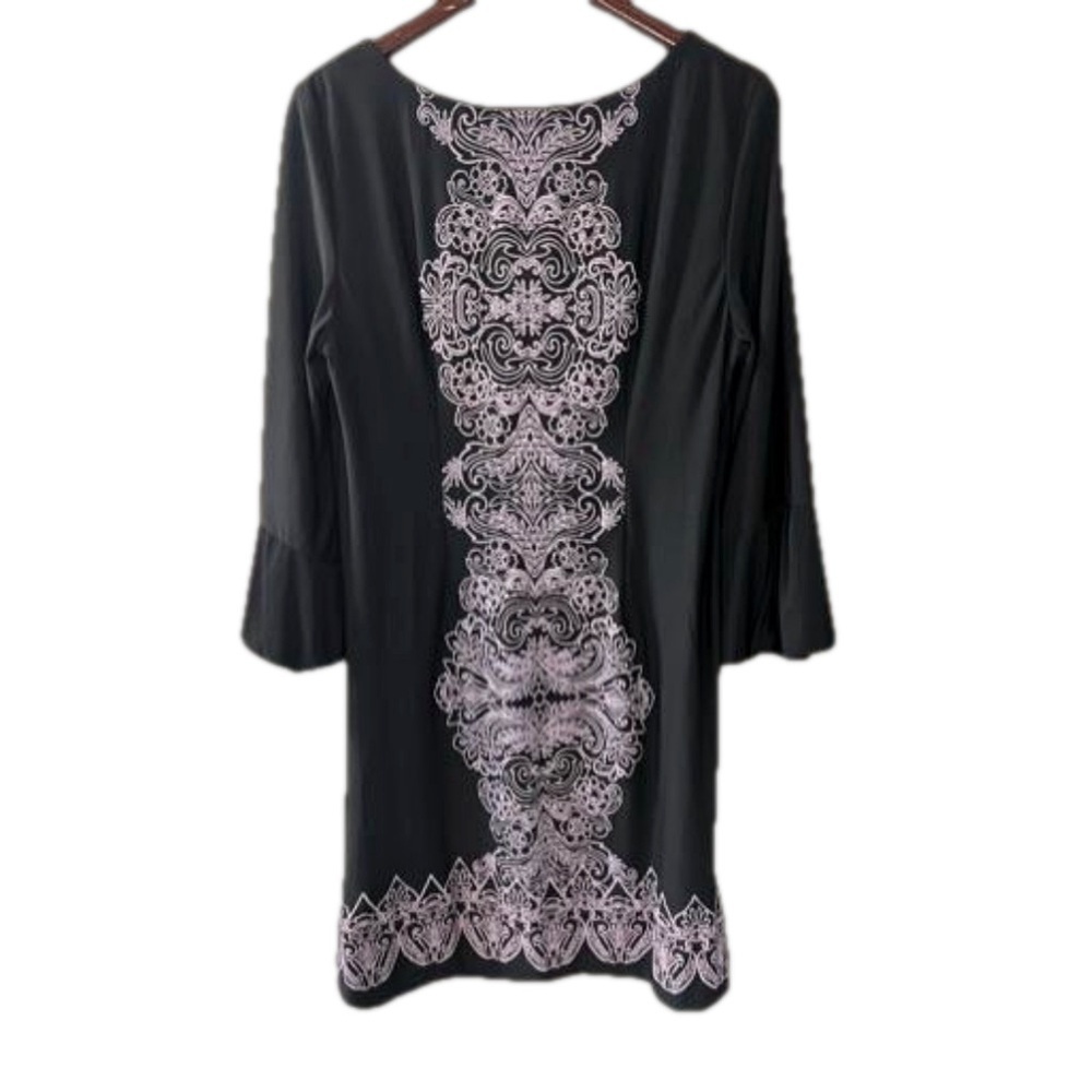 Madison Leigh Black with Lavender embossed design size 16 NWT - Picture 2 of 11